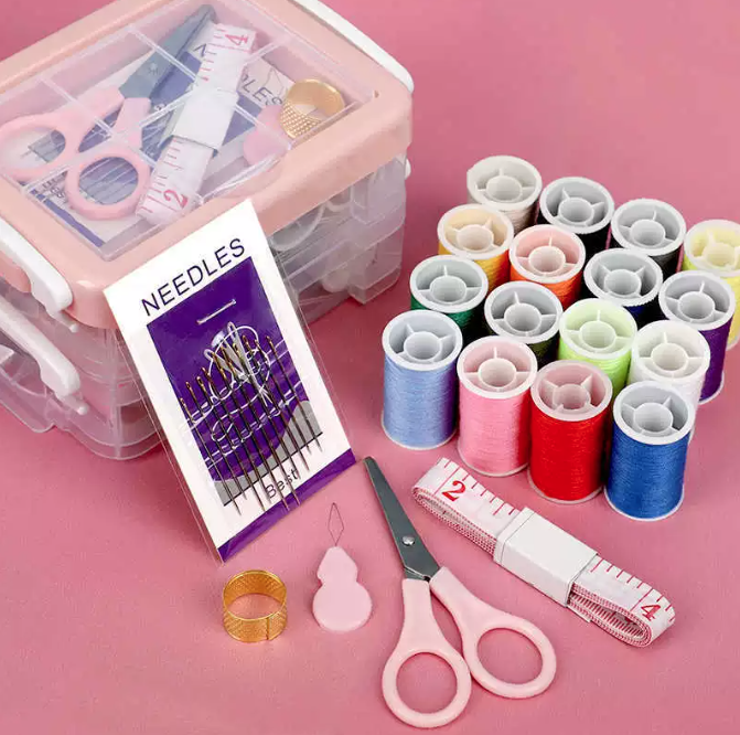 Bộ hộp Kim Chỉ may vá 30 món hai tầng , dụng cụ may vá đầy đủ cho học sinh gia đình đồ dùng cá nhân L1334