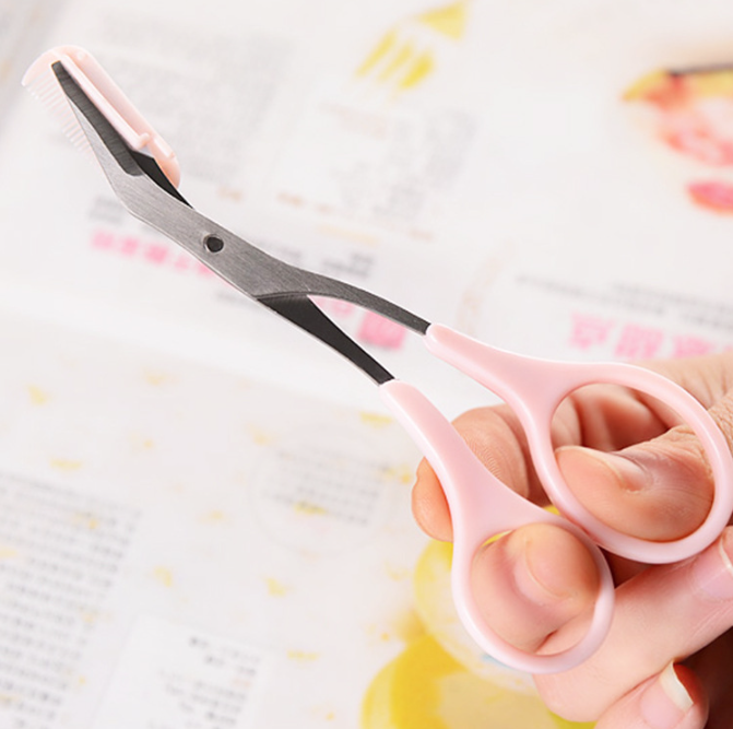 Kéo tỉa lông mày kèm lược chải Hàn Quốc kéo tỉa lông mày dụng cụ trang điểm L1354