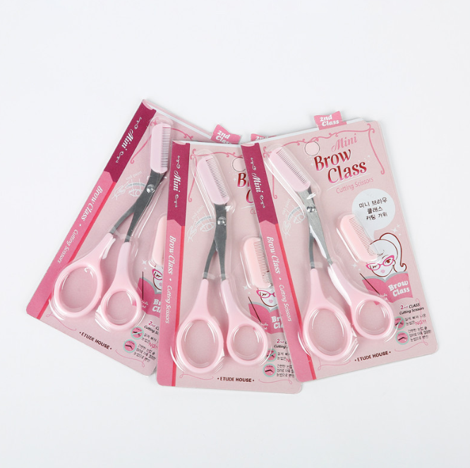Kéo tỉa lông mày kèm lược chải Hàn Quốc kéo tỉa lông mày dụng cụ trang điểm L1354