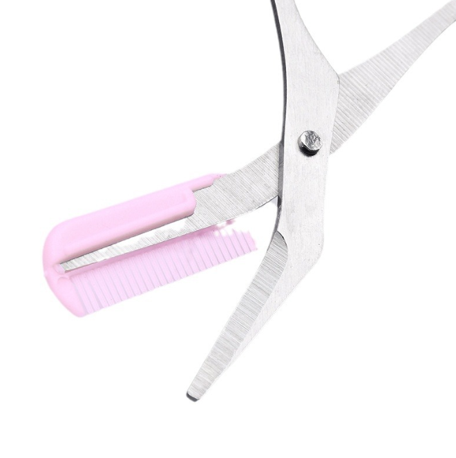 Kéo tỉa lông mày kèm lược chải Hàn Quốc kéo tỉa lông mày dụng cụ trang điểm L1354