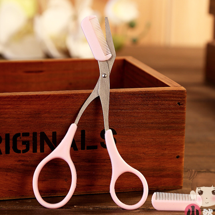 Kéo tỉa lông mày kèm lược chải Hàn Quốc kéo tỉa lông mày dụng cụ trang điểm L1354