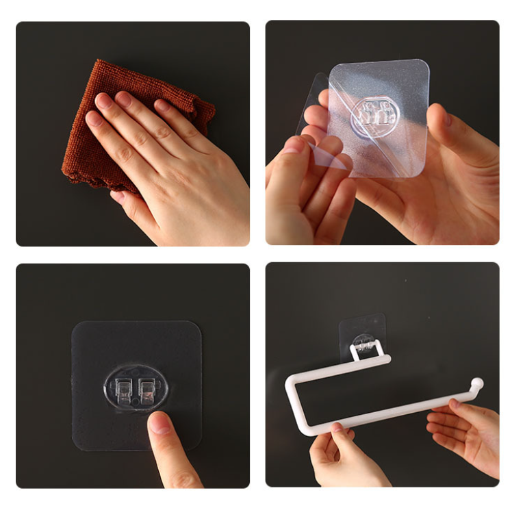 Giá nhựa treo cuộn khăn giấy dán tường không đục lỗ, giá treo màng bọc thực phẩm, móc treo khăn L1432