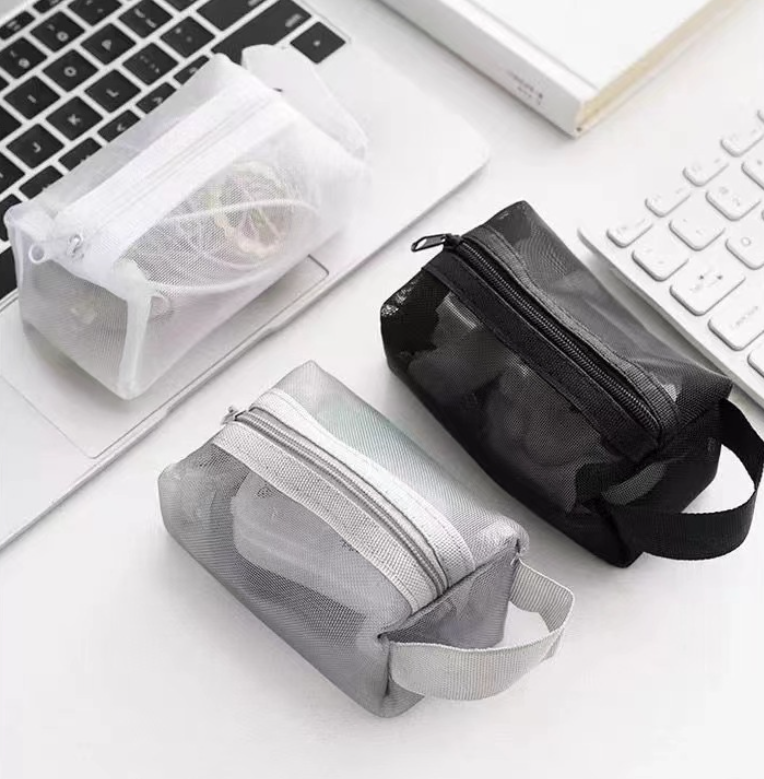 Túi lưới trong suốt đựng mỹ phẩm mini có khóa kéo nhỏ, đựng tiền xu, son môi, chìa khóa, túi đựng thẻ L1433