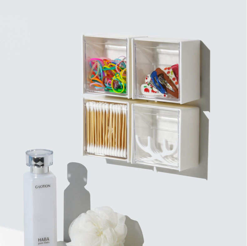 Hộp đựng đồ treo tường phòng tắm không cần đục lỗ, hộp đựng mỹ phẩm, tăm bông, hộp đựng son môi L1434