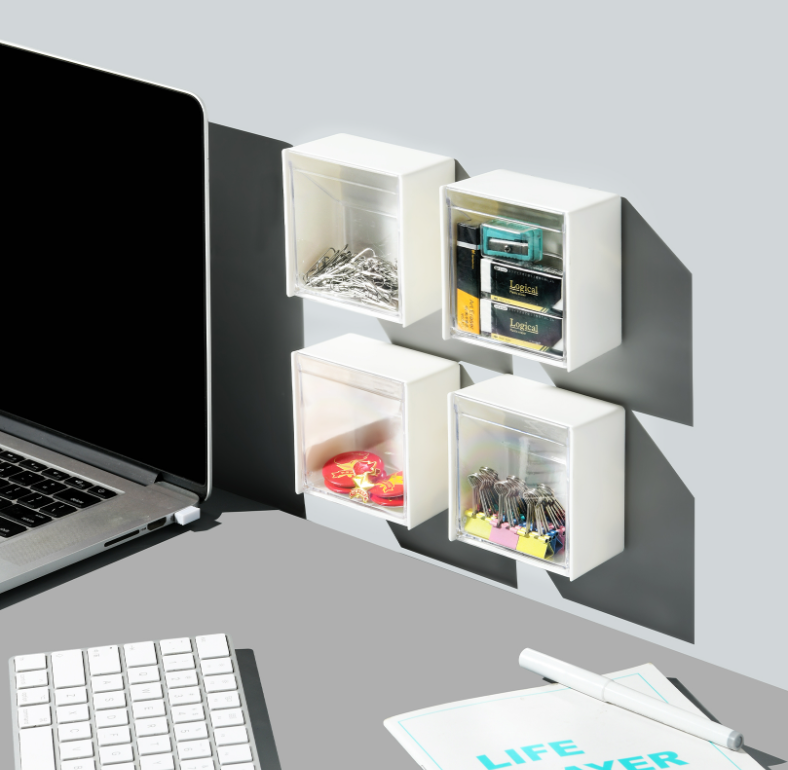 Hộp đựng đồ treo tường phòng tắm không cần đục lỗ, hộp đựng mỹ phẩm, tăm bông, hộp đựng son môi L1434