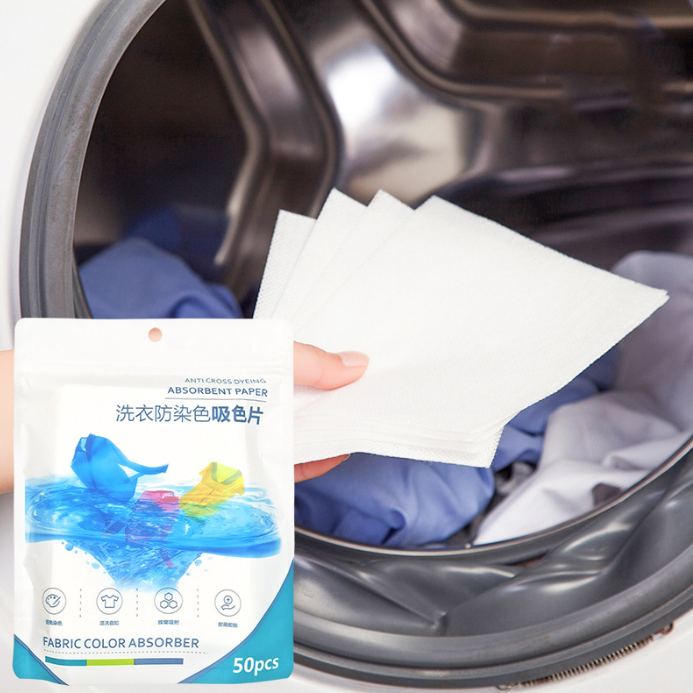 Bịch 50 miếng giấy thấm màu giặt quần áo hỗn hợp ngăn ố màu, giấy giặt ngăn quần áo bị nhiễm màu L1443