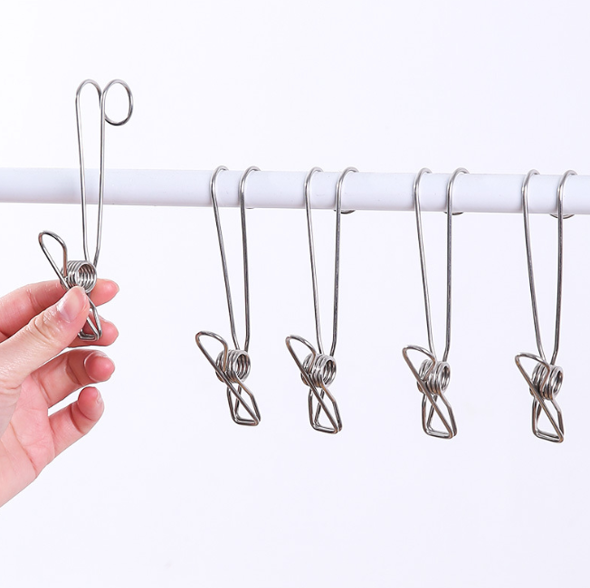 Móc kẹp đuôi dài có móc treo quần áo bằng thép không gỉ , kẹp lò xo, kẹp móc dài, kẹp lưu trữ dữ liệu, kẹp dây L1511