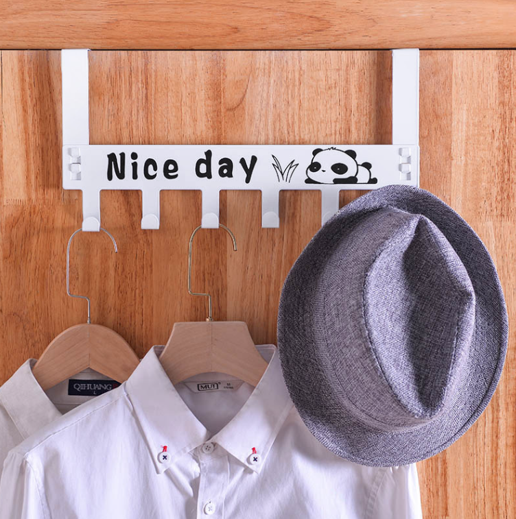 Giá 6 móc treo quần áo sau cửa Nice Day bằng sắt không cần khoan đục, móc treo quần áo nón mũ L1531