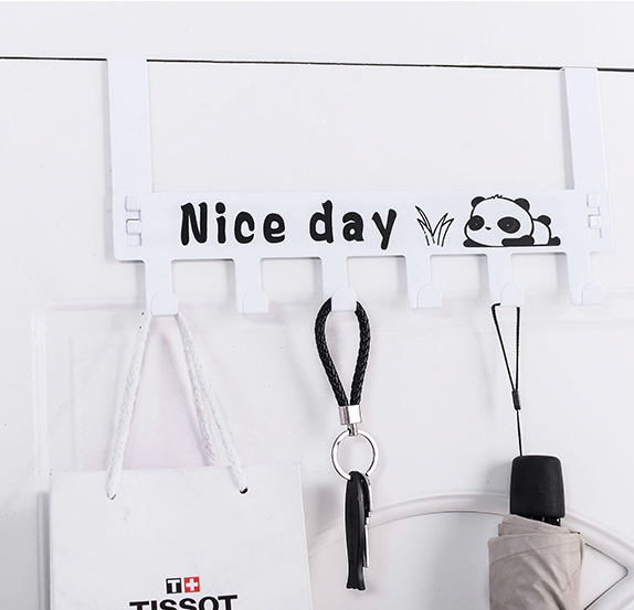 Giá 6 móc treo quần áo sau cửa Nice Day bằng sắt không cần khoan đục, móc treo quần áo nón mũ L1531