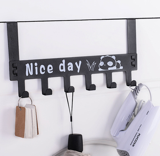 Giá 6 móc treo quần áo sau cửa Nice Day bằng sắt không cần khoan đục, móc treo quần áo nón mũ L1531