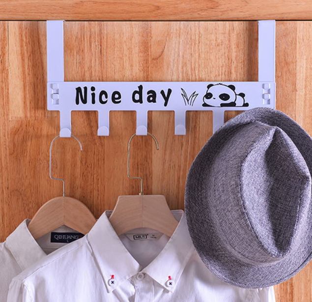 Giá 6 móc treo quần áo sau cửa Nice Day bằng sắt không cần khoan đục, móc treo quần áo nón mũ L1531