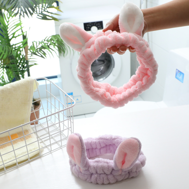 Băng đô tai thỏ Hàn Quốc vành rộng, băng đô rửa mặt trang điểm đắp mặt nạ phụ kiện tóc xinh xắn L1631