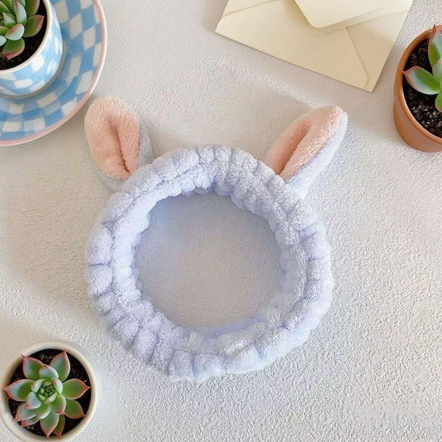 Băng đô tai thỏ Hàn Quốc vành rộng, băng đô rửa mặt trang điểm đắp mặt nạ phụ kiện tóc xinh xắn L1631