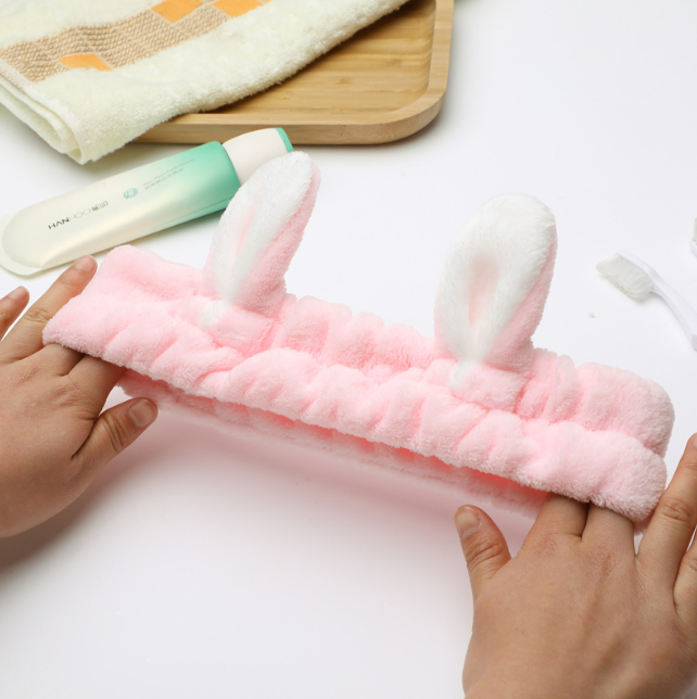 Băng đô tai thỏ Hàn Quốc vành rộng, băng đô rửa mặt trang điểm đắp mặt nạ phụ kiện tóc xinh xắn L1631