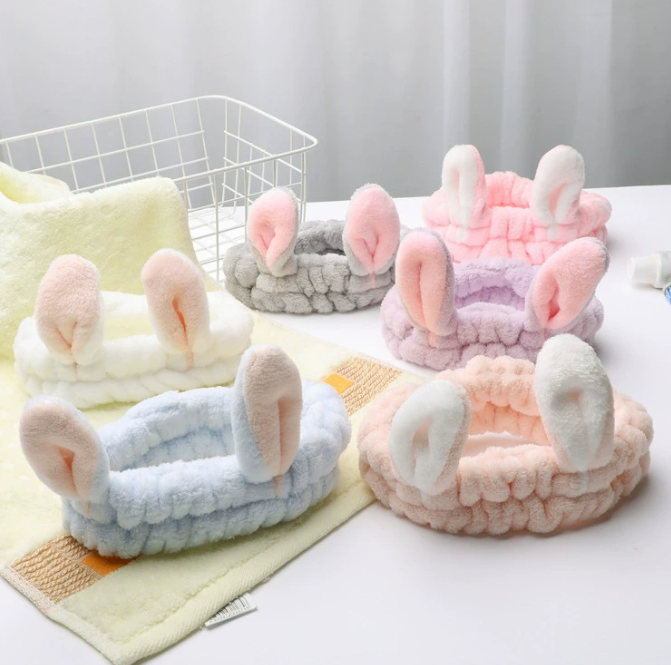 Băng đô tai thỏ Hàn Quốc vành rộng, băng đô rửa mặt trang điểm đắp mặt nạ phụ kiện tóc xinh xắn L1631