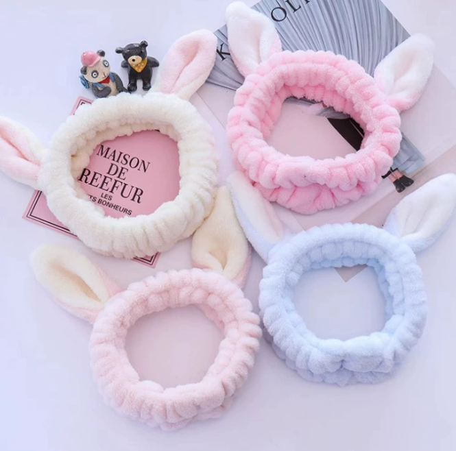 Băng đô tai thỏ Hàn Quốc vành rộng, băng đô rửa mặt trang điểm đắp mặt nạ phụ kiện tóc xinh xắn L1631