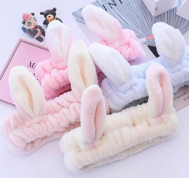 Băng đô tai thỏ Hàn Quốc vành rộng, băng đô rửa mặt trang điểm đắp mặt nạ phụ kiện tóc xinh xắn L1631