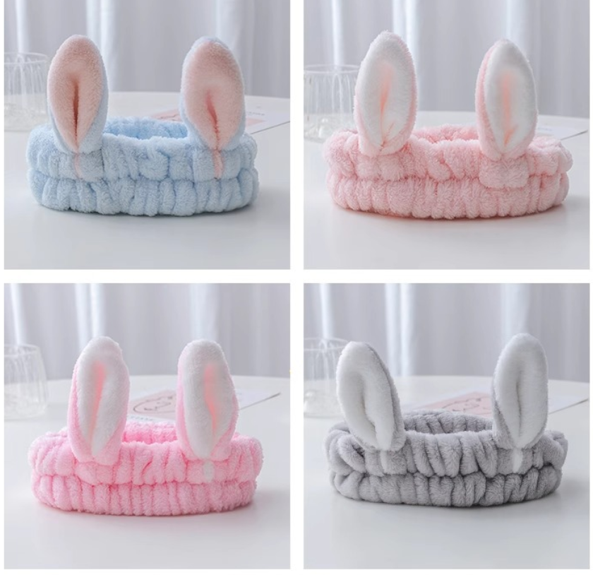 Băng đô tai thỏ Hàn Quốc vành rộng, băng đô rửa mặt trang điểm đắp mặt nạ phụ kiện tóc xinh xắn L1631