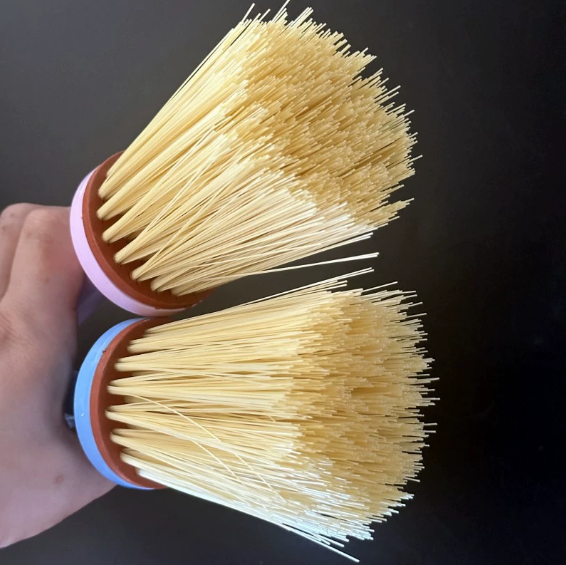 Cây cọ rửa nồi hình trụ có cán thô được gia cố và làm dày, cây cọ rửa nhà bếp đa năng A0441