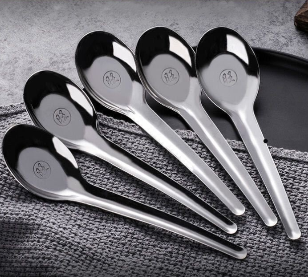 Thìa Inox cán dài Muỗng đáy phẳng siêu dày dùng gia đình quán ăn A1027