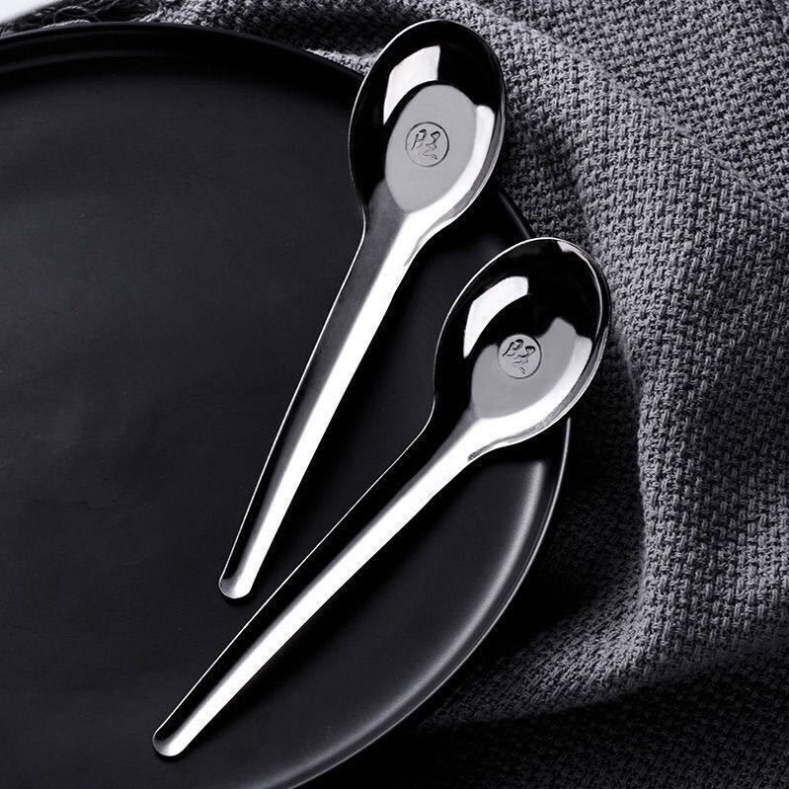 Thìa Inox cán dài Muỗng đáy phẳng siêu dày dùng gia đình quán ăn A1027