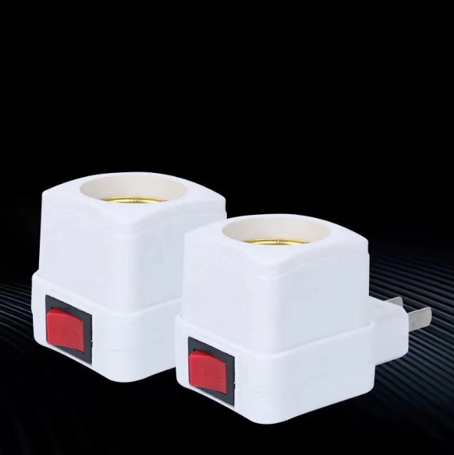 Ổ cắm công tắc đui đèn vuông màu trắng có đầu đèn xoay được A1152