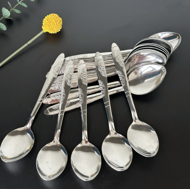 Thìa inox nhọn hình hoa bướm, thìa ăn dày hình hoa bướm, thìa ăn cho người lớn và trẻ em A1157