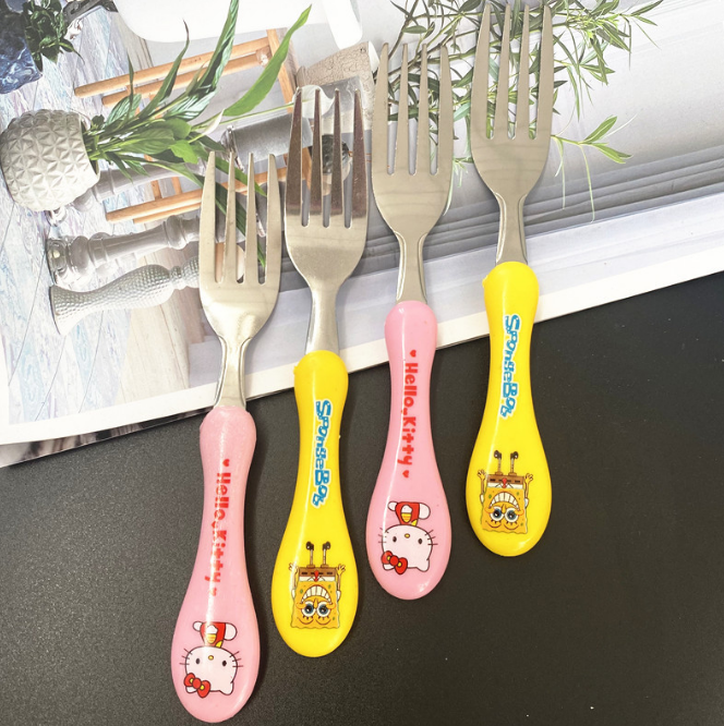 Nĩa hoạt hình nhiều màu sắc cho trẻ em, nĩa trái cây hoạt hình dễ thương A1355