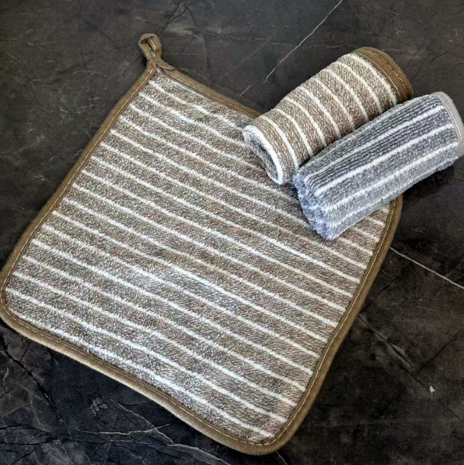 Khăn lau bát đĩa khăn lau bếp sọc than tre 30x30 có viền bo,khăn lau tay làm bằng vải sợi 2 mặt A1451