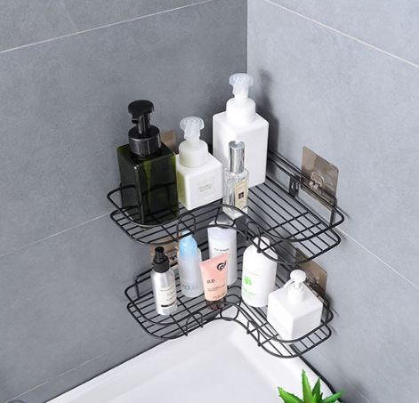 Kệ Góc Tam Giác Kim Loại Sơn Tĩnh Điện Để Đồ Kệ Nhà Tắm Dán Tường Tiện Lợi A2611