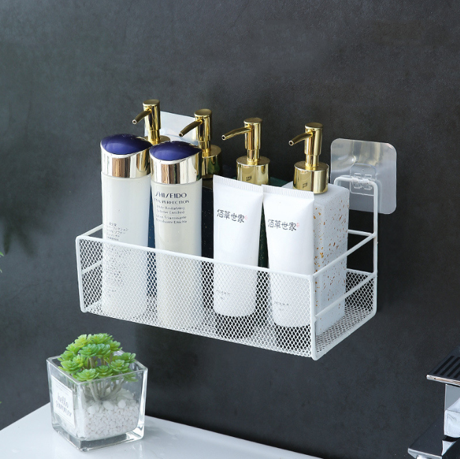 Kệ phòng tắm tối giản kiểu Nhật, giá đựng sữa tắm, bàn trang điểm, giỏ treo nhiều móc dung tích lớn A2743