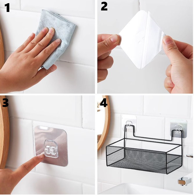 Kệ phòng tắm tối giản kiểu Nhật, giá đựng sữa tắm, bàn trang điểm, giỏ treo nhiều móc dung tích lớn A2743