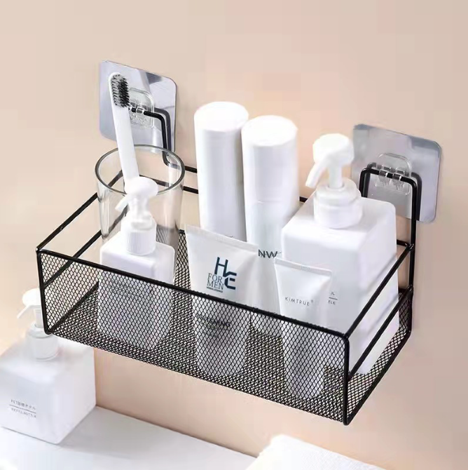 Kệ phòng tắm tối giản kiểu Nhật, giá đựng sữa tắm, bàn trang điểm, giỏ treo nhiều móc dung tích lớn A2743