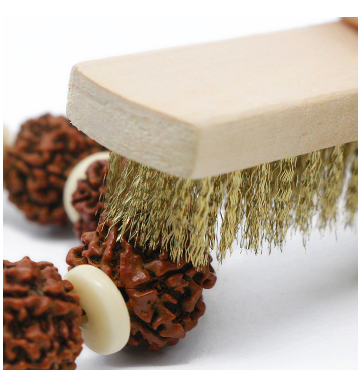 Dụng cụ tẩy gỉ cán gỗ đánh bóng làm sạch, bàn chải dây thép mạ đồng, bộ dụng cụ kim loại A4712