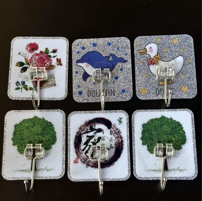 Móc dán tường viền bạc siêu dính bằng thép không gỉ cho nhà bếp và phòng tắm cao cấp A4823