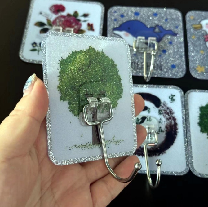 Móc dán tường viền bạc siêu dính bằng thép không gỉ cho nhà bếp và phòng tắm cao cấp A4823