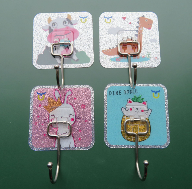 Móc dán tường viền bạc siêu dính bằng thép không gỉ cho nhà bếp và phòng tắm cao cấp A4823