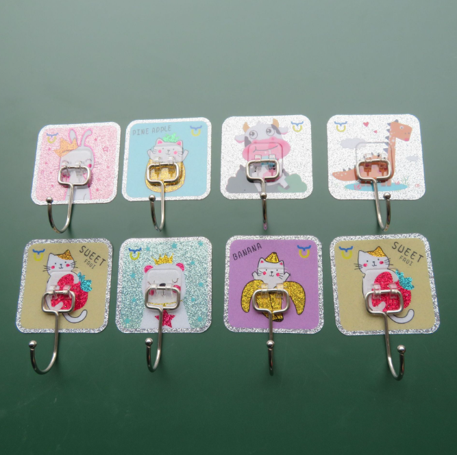 Móc dán tường viền bạc siêu dính bằng thép không gỉ cho nhà bếp và phòng tắm cao cấp A4823