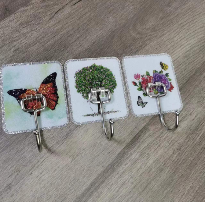 Móc dán tường viền bạc siêu dính bằng thép không gỉ cho nhà bếp và phòng tắm cao cấp A4823