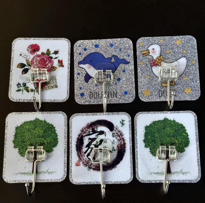 Móc dán tường viền bạc siêu dính bằng thép không gỉ cho nhà bếp và phòng tắm cao cấp A4823