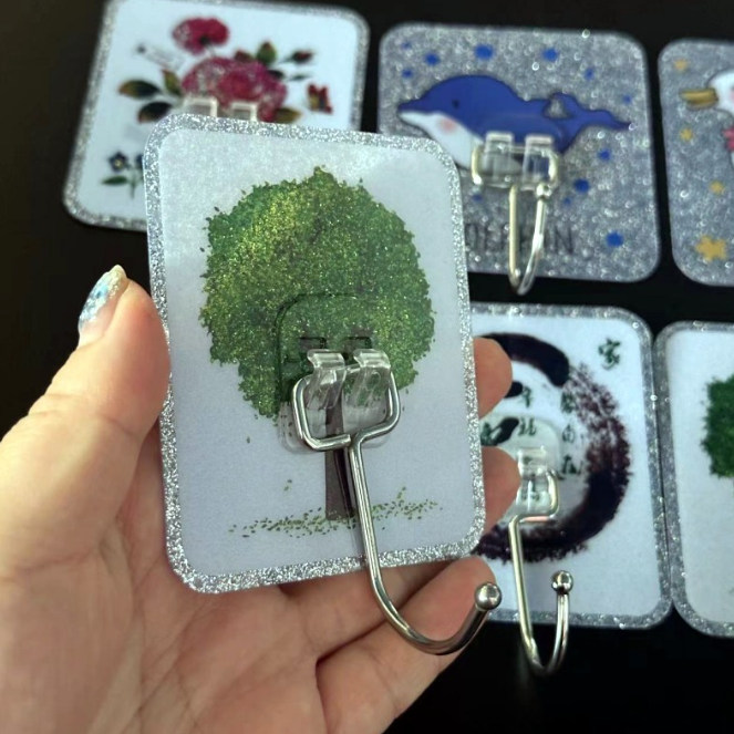 Móc dán tường viền bạc siêu dính bằng thép không gỉ cho nhà bếp và phòng tắm cao cấp A4823