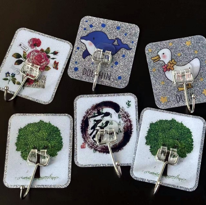 Móc dán tường viền bạc siêu dính bằng thép không gỉ cho nhà bếp và phòng tắm cao cấp A4823