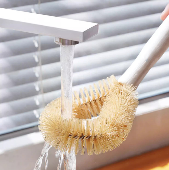 Bàn chải cọ nồi cán gỗ lông lợn, Bàn chải vệ sinh treo tường, Bàn chải vệ sinh gia dụng, Chất tẩy vết bẩn L1514