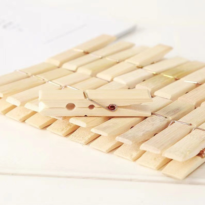 Bộ 20 kẹp quần áo bằng tre dùng trong gia đình, kẹp quần áo tất vớ vật dụng đa năng L1711
