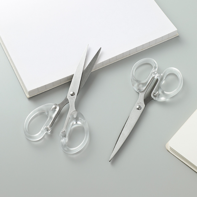 Kéo văn phòng Trắng Trong suốt, kéo thép không gỉ dùng trong nhà bếp, kéo thủ công cho trẻ em L1741