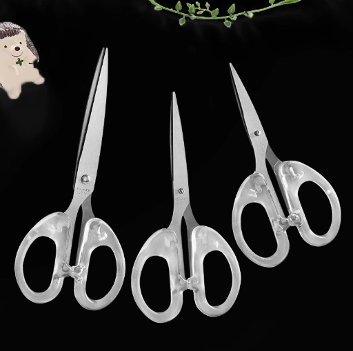 Kéo văn phòng Trắng Trong suốt, kéo thép không gỉ dùng trong nhà bếp, kéo thủ công cho trẻ em L1741