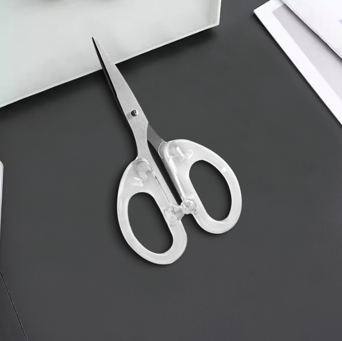 Kéo văn phòng Trắng Trong suốt, kéo thép không gỉ dùng trong nhà bếp, kéo thủ công cho trẻ em L1741