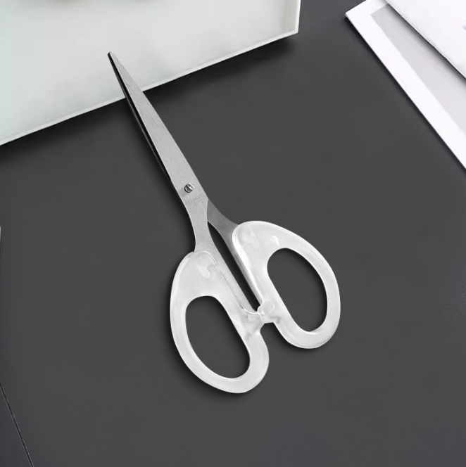 Kéo văn phòng Trắng Trong suốt, kéo thép không gỉ dùng trong nhà bếp, kéo thủ công cho trẻ em L1741