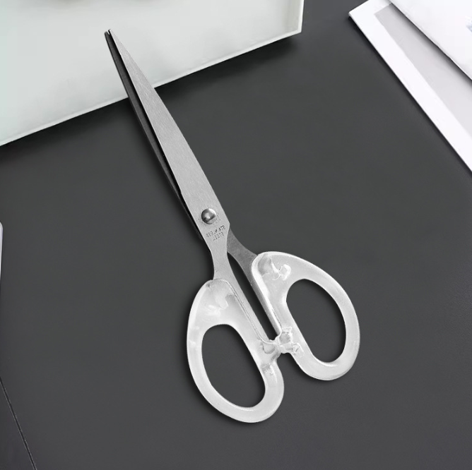 Kéo văn phòng Trắng Trong suốt, kéo thép không gỉ dùng trong nhà bếp, kéo thủ công cho trẻ em L1741