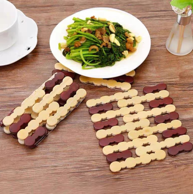 Thảm tre lót nồi cách nhiệt, tấm thảm bàn bếp, thảm tre lót chén bát chảo nóng đặt bàn L1814